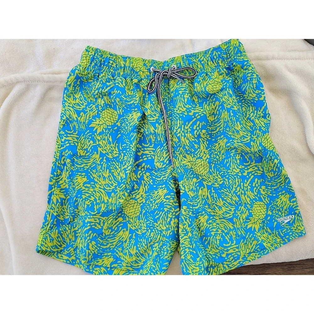 Speedo Blue‎ and Lime Pineapple Print Swim Shorts 1384